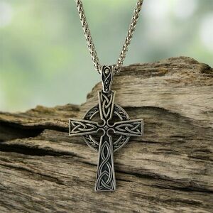 Men's Large 316L Surgical Stainless Steel Celtic Cross Necklace